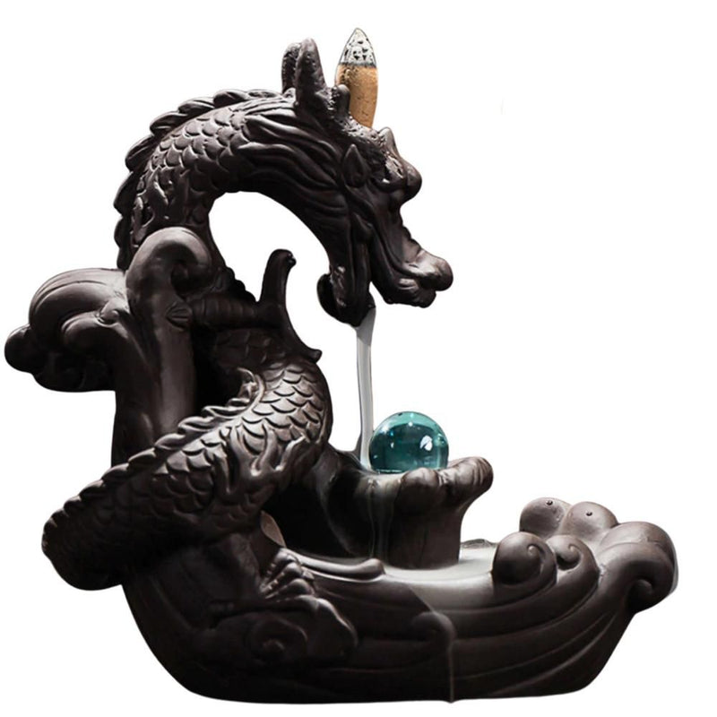 Incensário Cerâmica Fonte Dragon + 20 peças de incenso grátis